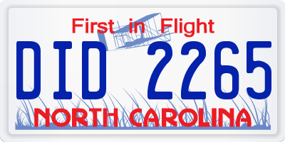 NC license plate DID2265