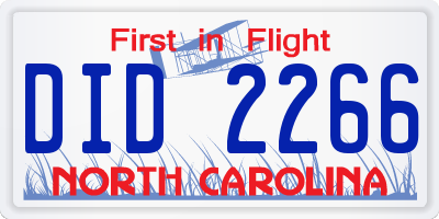NC license plate DID2266