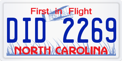NC license plate DID2269