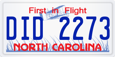 NC license plate DID2273