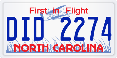 NC license plate DID2274