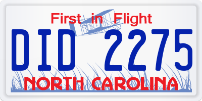 NC license plate DID2275