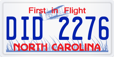 NC license plate DID2276