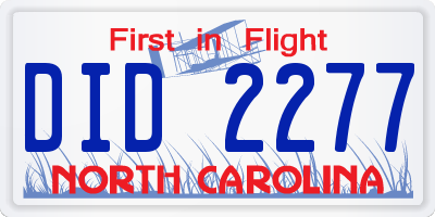 NC license plate DID2277