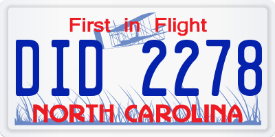 NC license plate DID2278