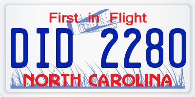 NC license plate DID2280