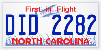 NC license plate DID2282