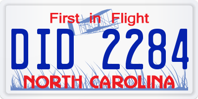 NC license plate DID2284