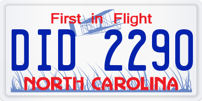 NC license plate DID2290