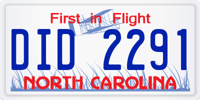 NC license plate DID2291