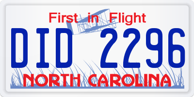 NC license plate DID2296