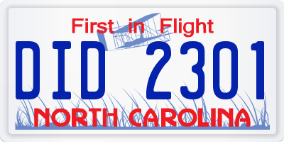 NC license plate DID2301