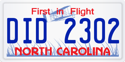 NC license plate DID2302