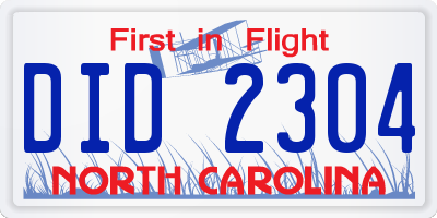 NC license plate DID2304