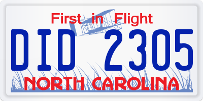 NC license plate DID2305