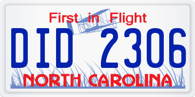 NC license plate DID2306
