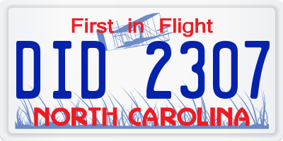 NC license plate DID2307