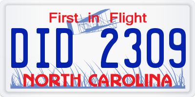 NC license plate DID2309