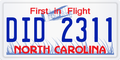 NC license plate DID2311