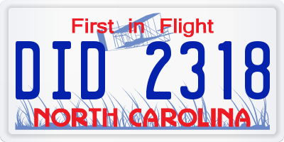 NC license plate DID2318