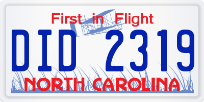 NC license plate DID2319