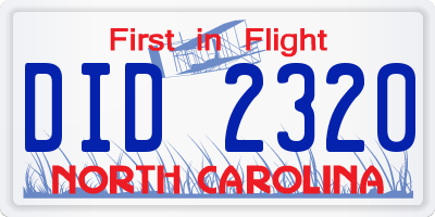 NC license plate DID2320