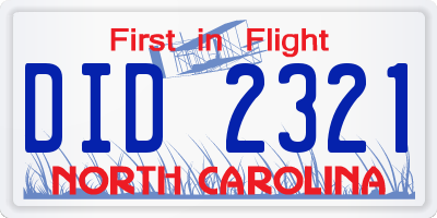 NC license plate DID2321