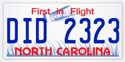 NC license plate DID2323