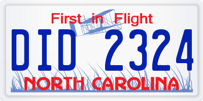 NC license plate DID2324