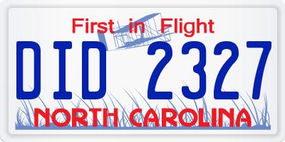 NC license plate DID2327