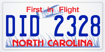 NC license plate DID2328