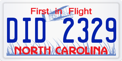 NC license plate DID2329