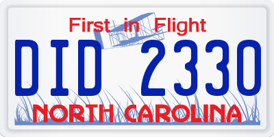 NC license plate DID2330