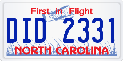 NC license plate DID2331