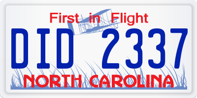 NC license plate DID2337