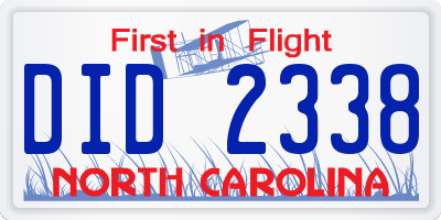 NC license plate DID2338