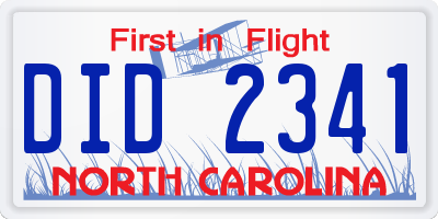 NC license plate DID2341