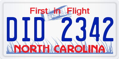 NC license plate DID2342