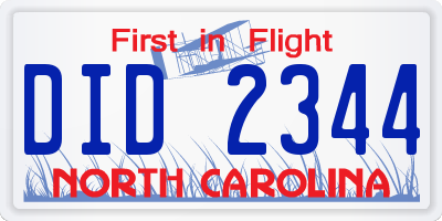 NC license plate DID2344