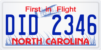 NC license plate DID2346
