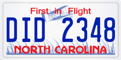 NC license plate DID2348
