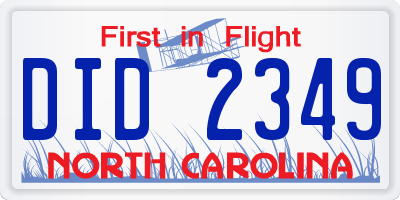 NC license plate DID2349