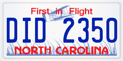 NC license plate DID2350