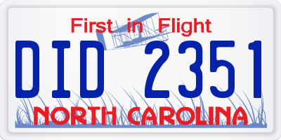 NC license plate DID2351