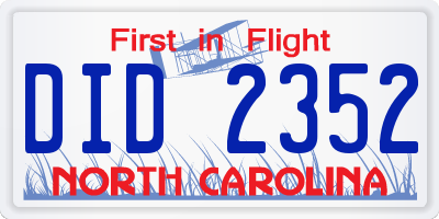 NC license plate DID2352