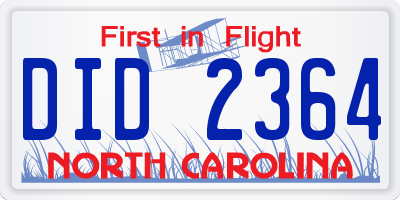 NC license plate DID2364