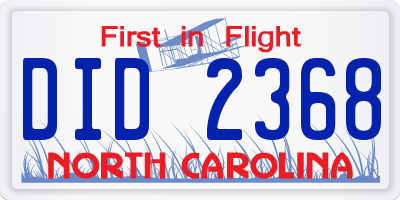 NC license plate DID2368