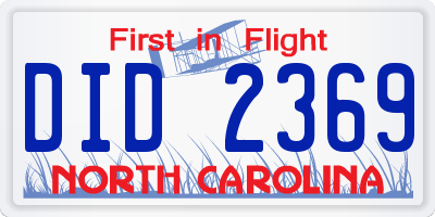 NC license plate DID2369