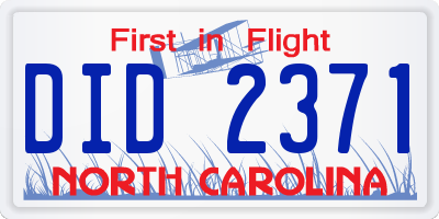 NC license plate DID2371