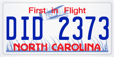 NC license plate DID2373